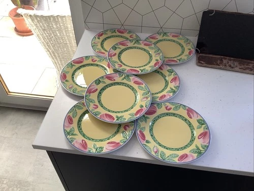8 X VILLEROY BOCH  "A ROSE" SWITCH SUMMERHOUSE SALAD PLATE 8.5 Inch