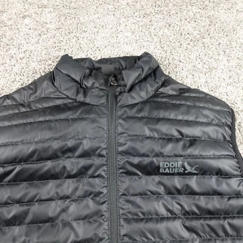 Eddie Bauer Cirruslite Down Vest 650 Mens Medium Black Zip Up Lightweight Puffer image 2