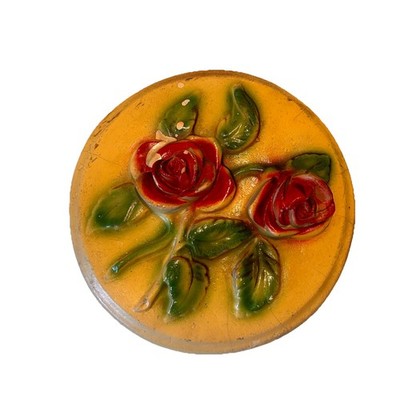 Antique Bossons Chalkware Roses Flowers 3D Floral Plate Provenance Wall Art 7 in
