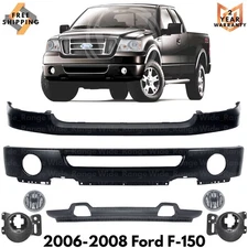 Front Bumper Paintable & Fog Light Assembly Kit For 2006-2008 Ford F-150