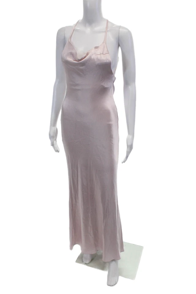 Maxi Vestido Rosa Galvan London Para Mujer Cuello Cuadrado Correas de Espagueti Talla XS Foto 2 de 4