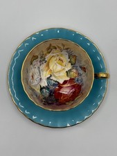 Aynsley 3 Color Cabbage Rose Cup & Saucer J.Bailey Rare Tecup Good Condition # 2