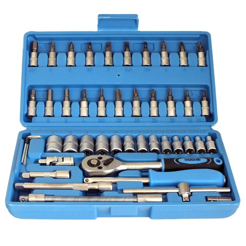 Set Presa e Punte Avvitatore 1/4" 46pz CRV Acciaio Torx Star Pozi Phillips + Custodia Voche - Foto 3 di 10
