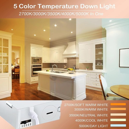 6 inch 5CCT Ultra-Thin Baffle Recessed Lighting,Dimmable Canless Wafer Downlight - Picture 18 of 29