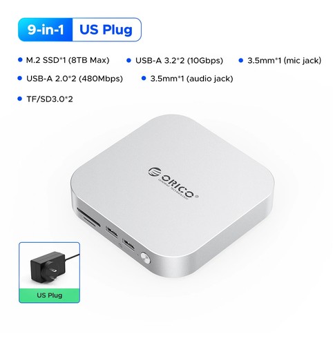 ORICO 9 IN1 40G/10G Mac Mini M4 USB Hub Compatibility Storage Dock SSD Enclosure - Picture 9 of 10