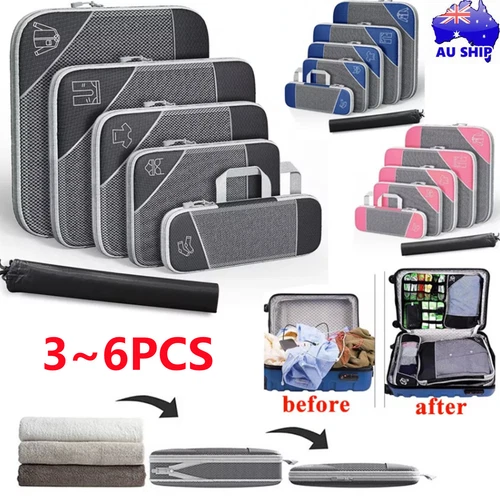 6Pcs Compression Packing Cubes Expandable Storage Travel Luggage Organizer Bags - Picture 2 of 20
