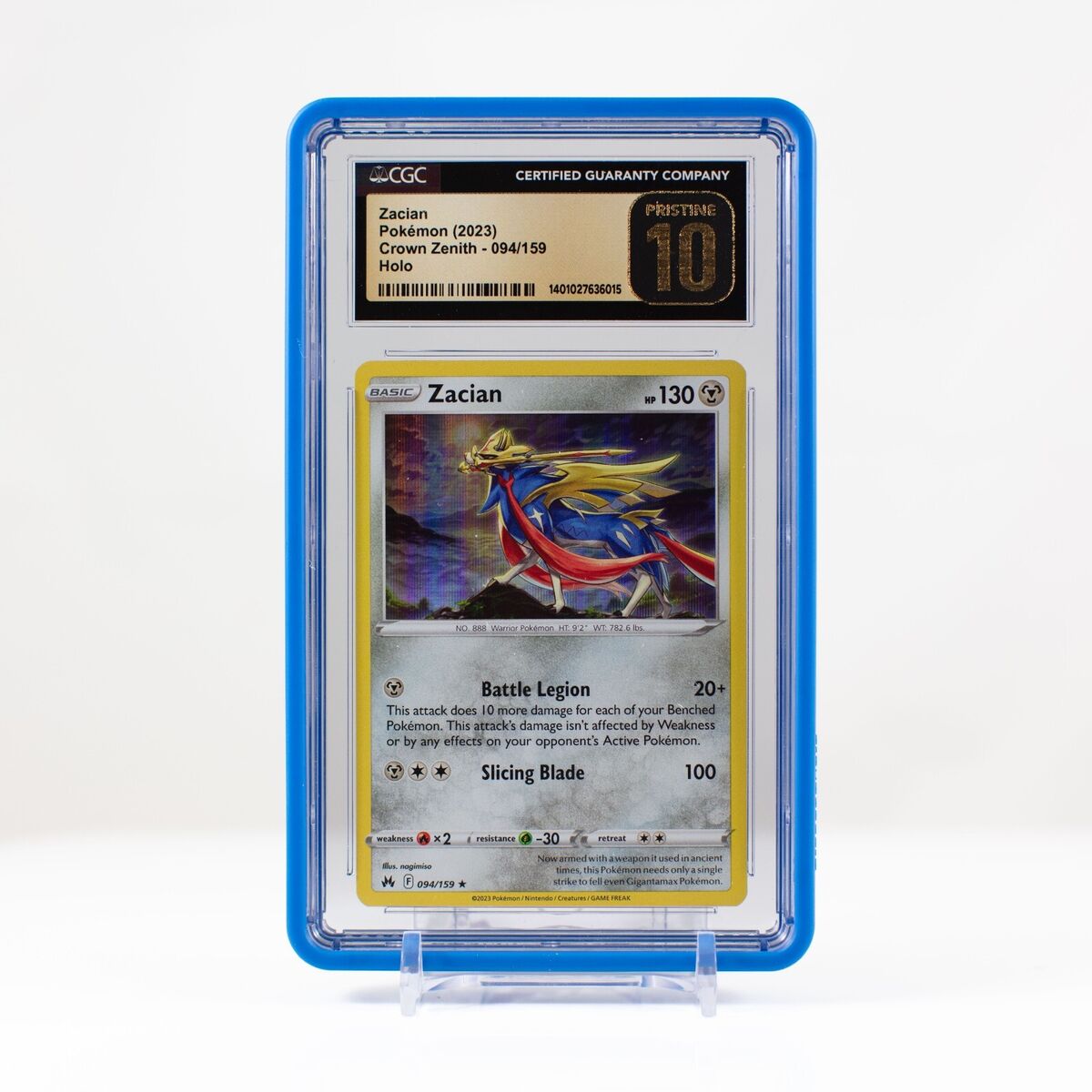 Pokémon Zacian Holo #094 Crown Zenith 2023 - CGC 10 PRISTINE Pokémon Zacian Holo #094 Crown Zenith 2023 - CGC 10 PRISTINE