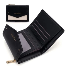RFID Blocking Womens Small Leather Wallet Credit Card Holder Mini Folding Purse