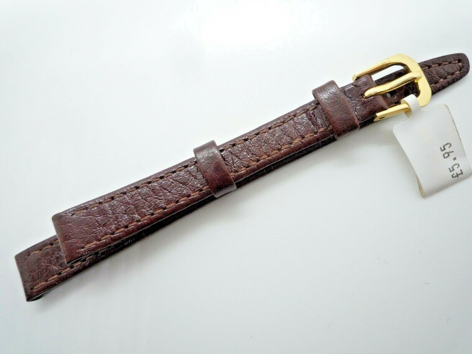 Dark Brown 10 mm Condor Genuine Leather Watch Strap Gold Buckle Men's Women's