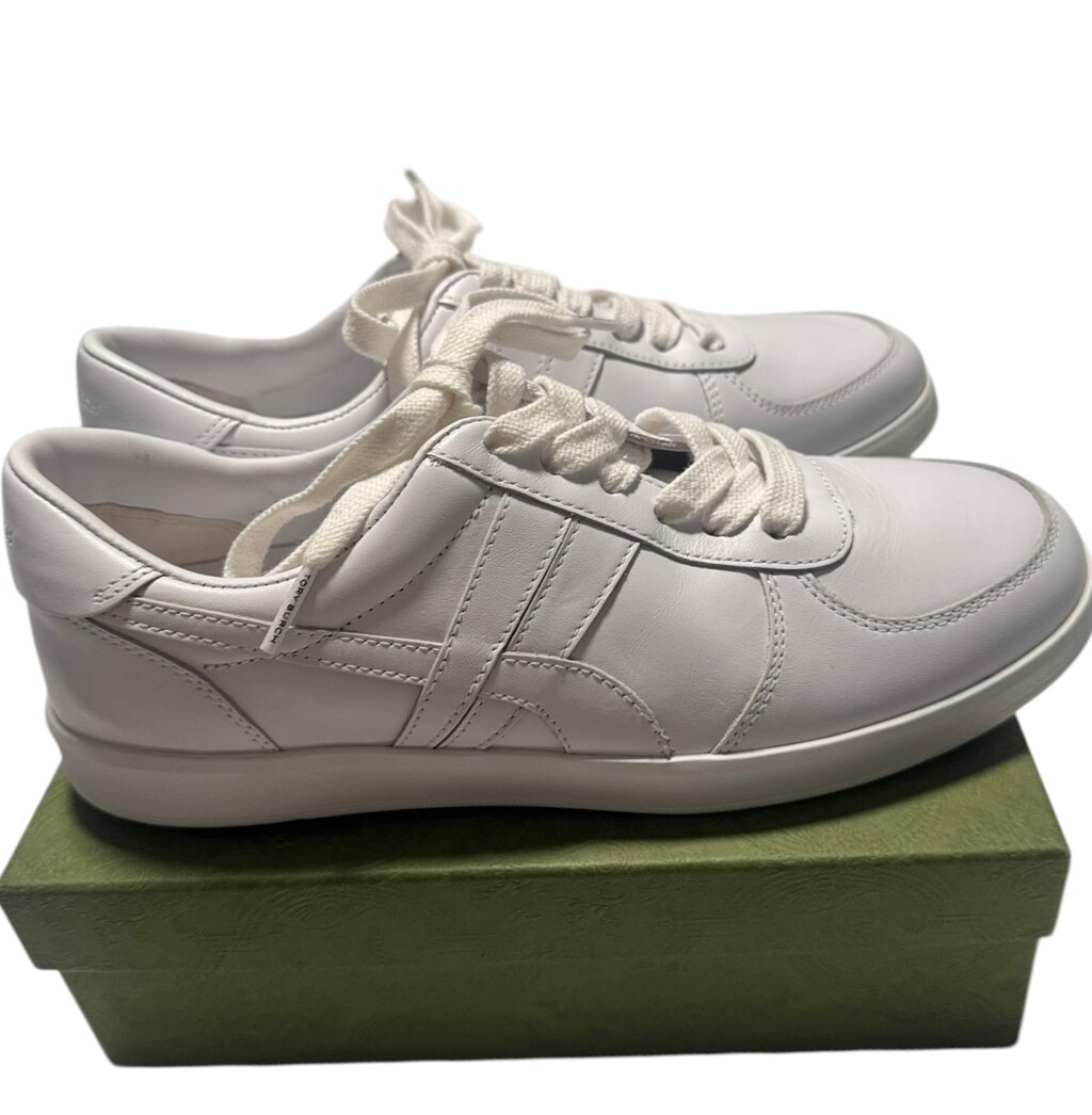New Tory Burch Hank Court All White Sneakers in 8.5, Leather Upper 