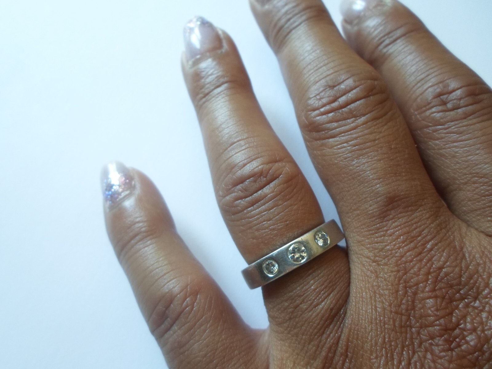 solid silver ring, ring, Ti Sento, zirconium trio… - image 2