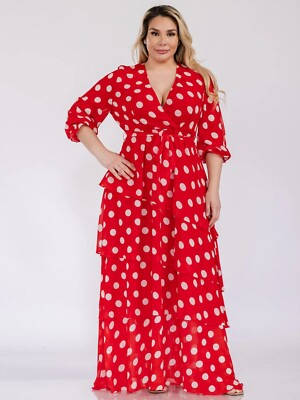 Plus Size Polka Dot Wrap Dress Uk Plus Ruffle Hem Polka Wrap Dress