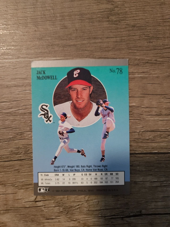 1991 Fleer Ultra - #78 Jack McDowell - Image 2 of 2