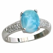 WONDERFUL GENUINE LARIMAR 925 STERLING SILVER RING SIZE 5-10