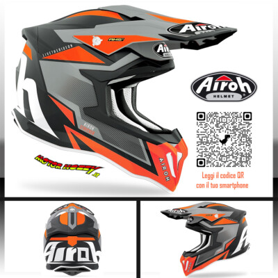 AIROH STRYCKER AXE ORANGE MATT ENDURO CROSS FIBER HELM MIT AMS2 SYSTEM