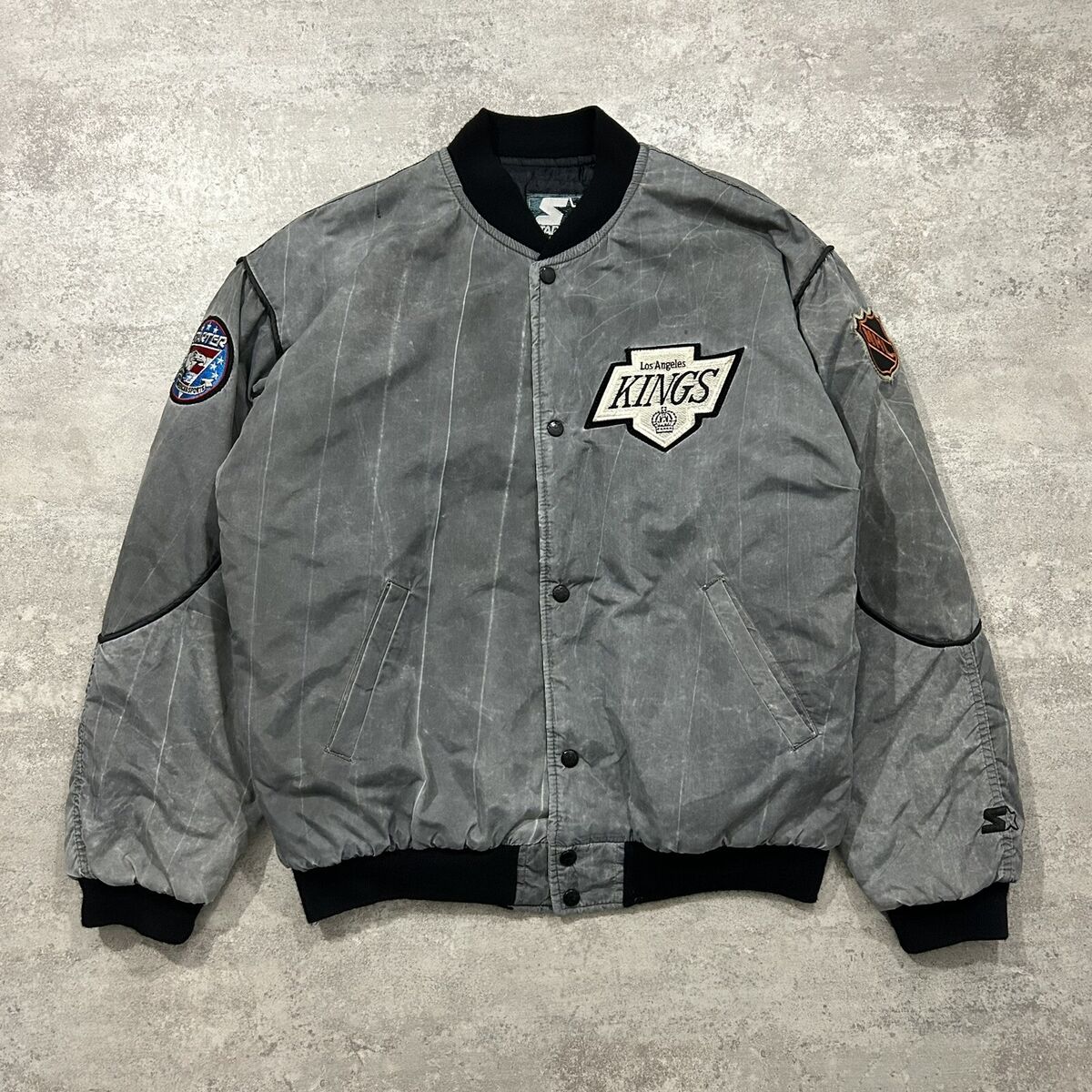 VTG 90s NHL LOS ANGELES KINGS STARTER STONEWASH BOMBER VTG 90s NHL LOS ANGELES KINGS STARTER STONEWASH BOMBER