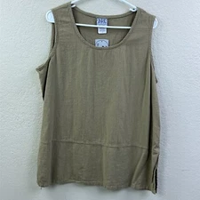 NEW Better Than Basic BTB Top Women's 1X Beige Gauze Tank Sleeveless Scoop Neck