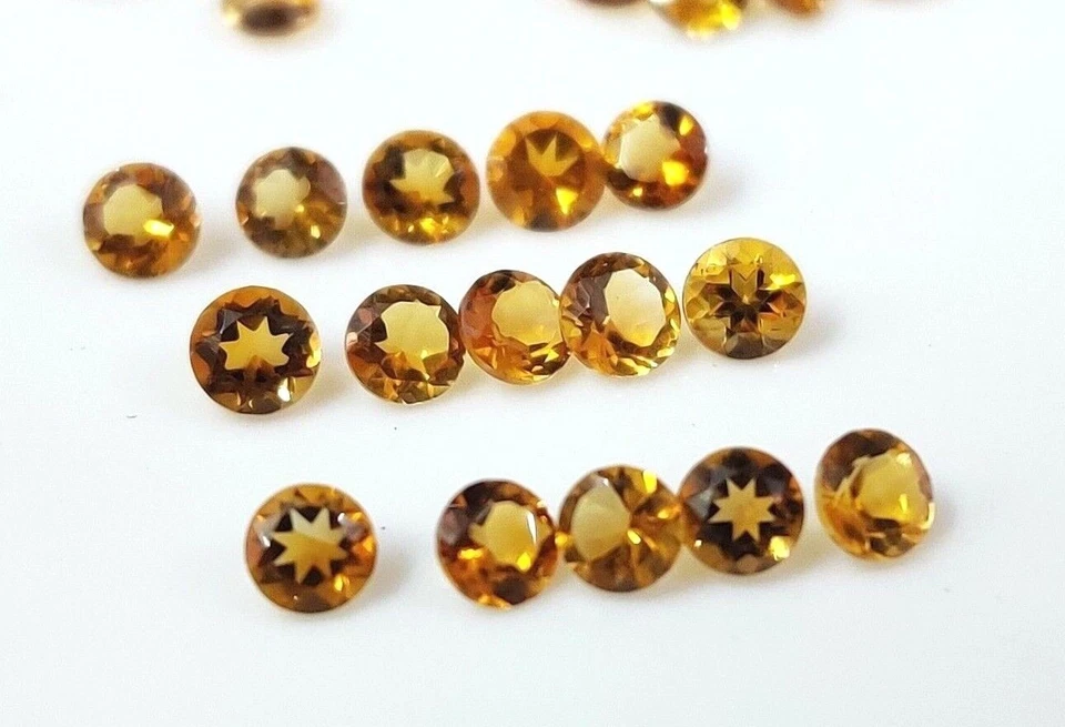 Natural AAA Golden Citrine Round Cut 3mm For Jewelry Making Loose Gemstone Lot - Image 4 of 4