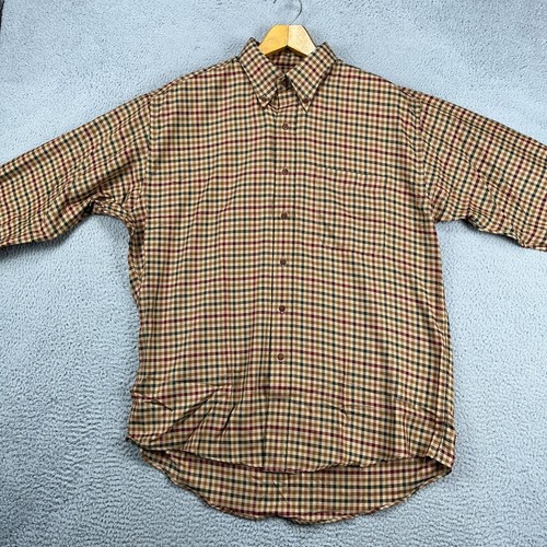 Bullock Jones Shirt Adult Large Brown Multi Check Flannel Button Down Pocket Men - Picture 2 of 10