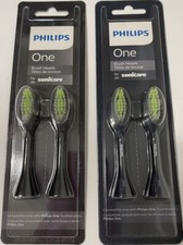 Philips One by Sonicare: Lot of 2 x 2 pk Replacement Brush Heads, BH1022 Black