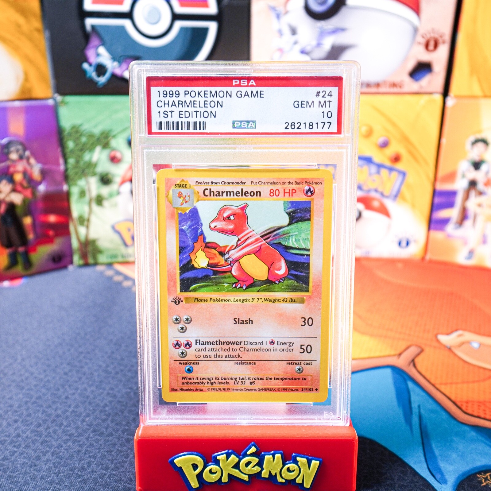 PSA 10 GEM MINT 1999 Pokemon Game 1st Edition Base Set Charmeleon 24