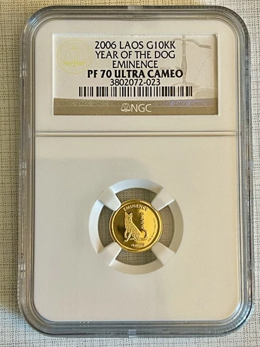 Laos 2006 Year of the Dog Eminence 10KK Gold NGC PF70 ULTRA CAMEO SKU# 2408