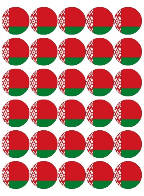 30x Biélorussie Drapeau Cupcake Toppers Comestible Papier Gaufré Fairy Gâteau - Photo 1/1