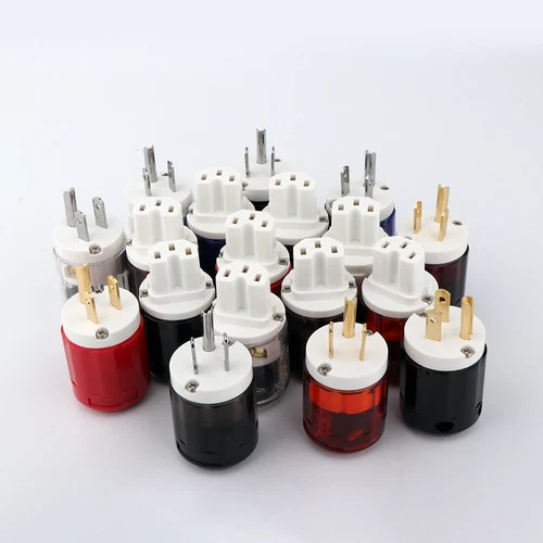 Paar Gold/Rhodiniert US AC Audio Netzstecker IEC C15 HiFi Stromkabel Stecker - Bild 4 von 31