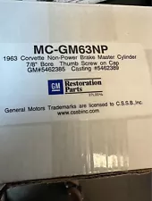 1963 Corvette Non-Power Brake Master Cylinder