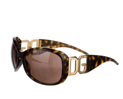 DOLCE & GABBANA Tortoiseshell Gold Logo Sunglasses GORGEOUS! & Excellent! Auth!
