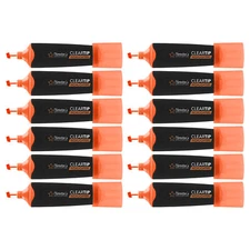 12 Thornton's Office Supplies ClearTip Highlighters, 5.0mm, Chisel Tip, Orange