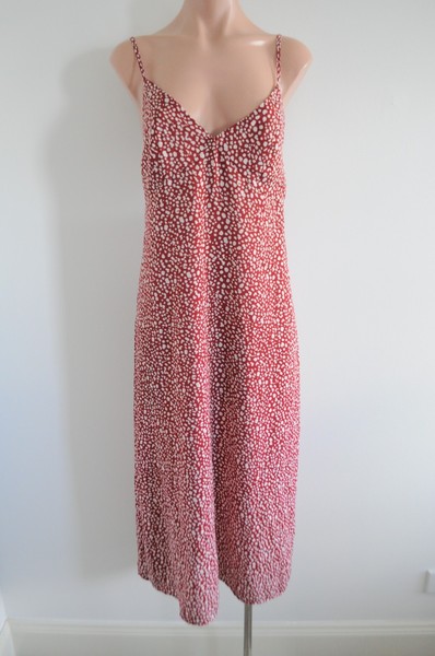 Mint Vanilla Dress Womens 10 Red White Slip Sleeveless Midi