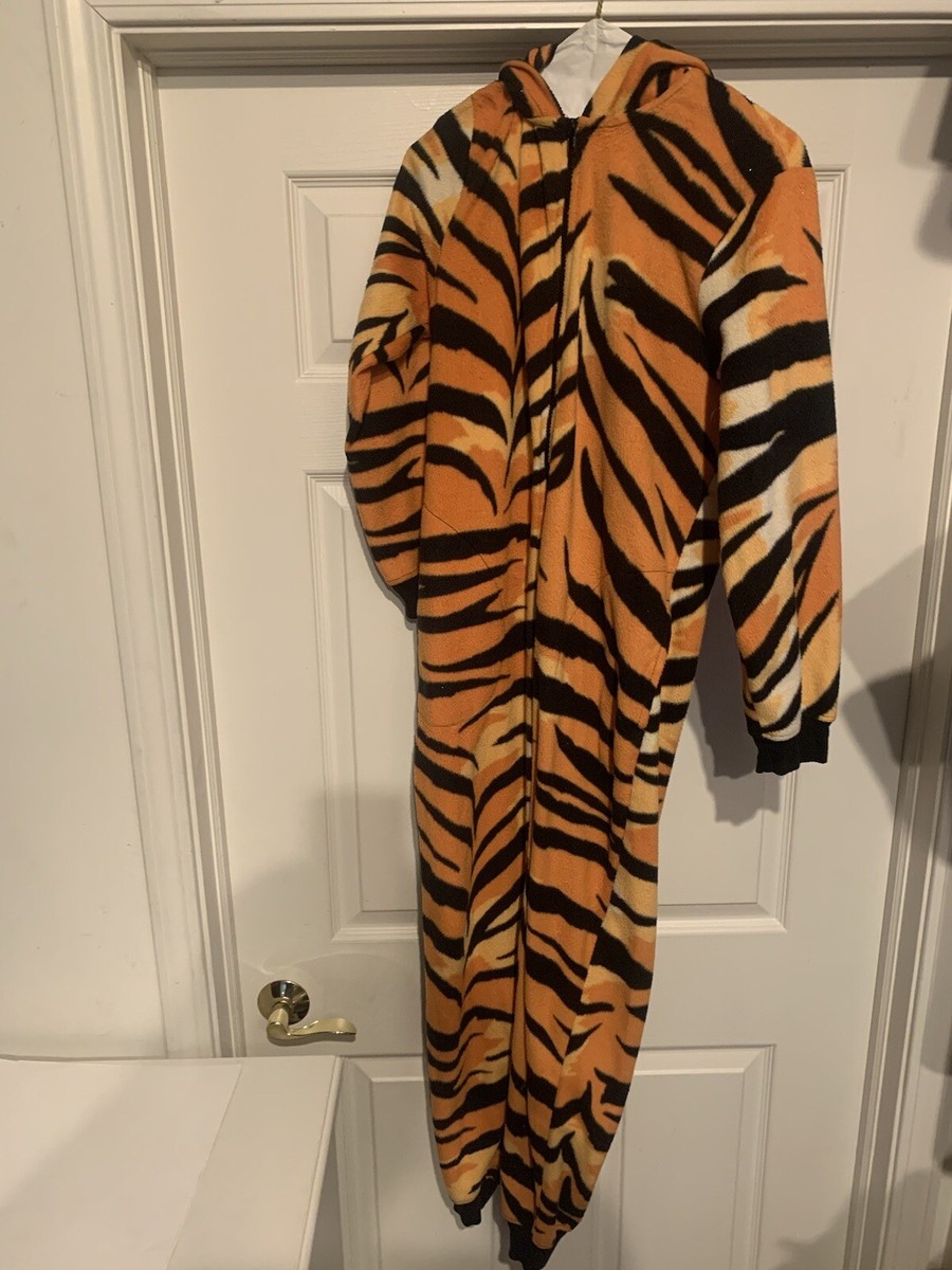 Nick & Nora Tiger 1 Piece Pajamas PJs Sleeper Costume Adult Size