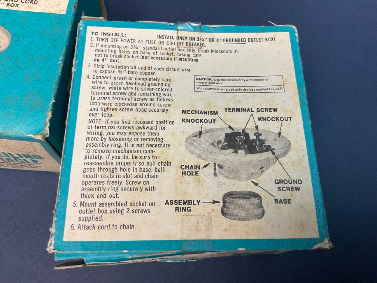 2 Vintage Sears Porcelain Pull Chain Lampholder w/ 3 Wire Grounded