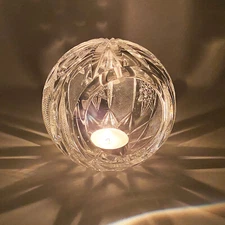 Vintage Brilliant Cut Lead Crystal Orb Sphere Cigar Ashtray or Candle Holder