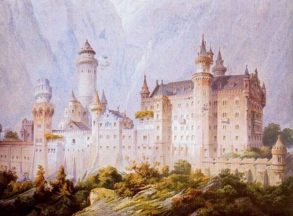 1880er Jahre Schloss Neuschwanstein König Ludwig II. Historische Souvenirmedaille