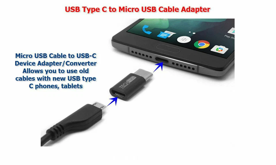 Lote Adaptador Convertidor Micro USB Hembra a Tipo C Macho Conector Micro-B a USB-C Foto 3 de 4