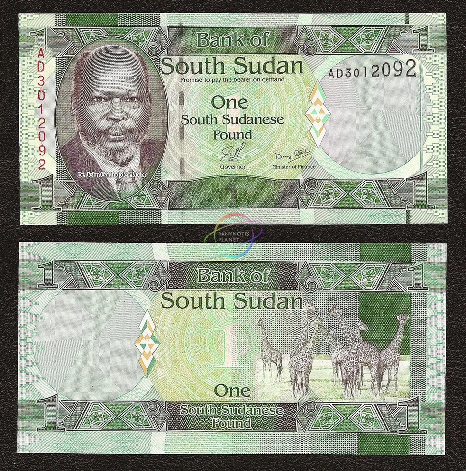 SOUTH SUDAN SET 3 PCS 1 5 10 Pound X 100 PCS 2011 P-5 6 7 UNC 300 PCS - Image 2 of 4