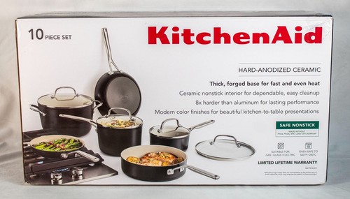 KitchenAid 10-Pc. Hard Anodized Nonstick Ceramic Cookware Set - Matte Black - Picture 8 of 8
