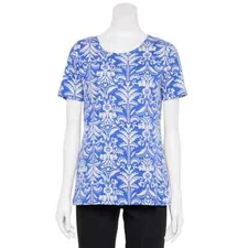 Croft & Barrow® Essential Crewneck Tee Multiple Sizes Blue White Palm