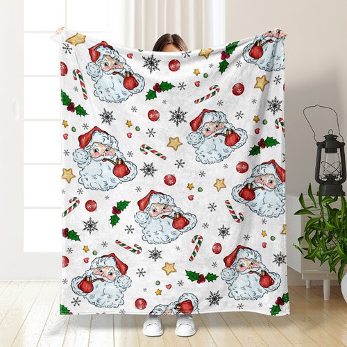 Christmas Snata Tree Flannel Blanket Throw Blanket Dog Car Nap Blanket Full Size - Picture 26 of 34