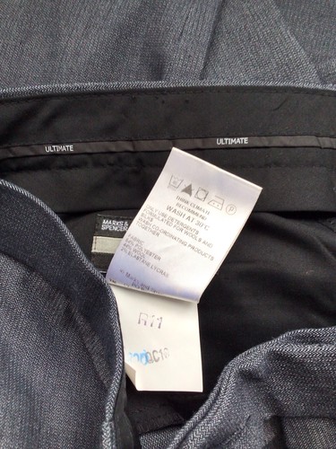 PANTALÓN TRAJE INTELIGENTE MARKS & SPENCER PERFORMANCE MEZCLA LANA GRIS CARBÓN W40 L32 - Imagen 7 de 7