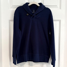 GAP Navy Blue Shawl-Collar Pullover Long Sleeve Sweatshirt Sweater Boys L 10/12