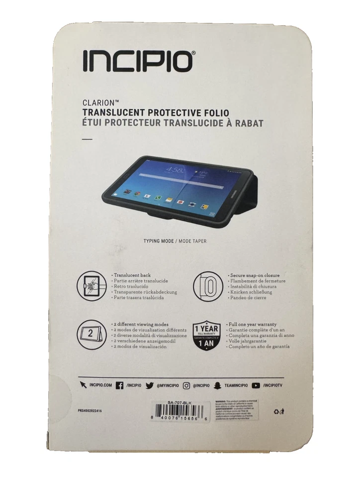Incipio Clarion Folio Case for Samsung Tab E 8.0 - Black - Image 2 of 2