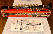 Vintage 1950  s Harmonic Reed Corp Toy Clarinet Musical Instrument Star Line Box
