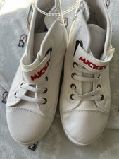Disney Mickey Mouse Sneakers Shoes Size 2 Kids White Lace Up / Hook Loop