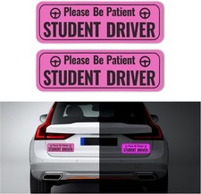 2PCS Magnetic Car Decals, Highly Reflective and Removable "Please Color: Pink