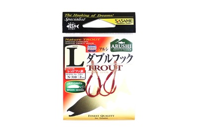 Sasame N-310 Trout Spoon Twin Assist Hook Red Fusso L , Size 2 (6286)