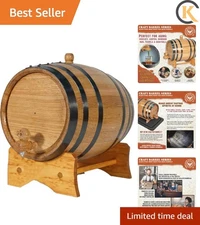 1 Gallon Oak Aging Barrel 5 Liter with Stand, Bung and Spigot - Wooden Mini W...