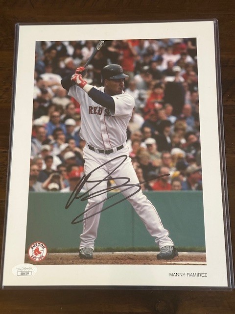 MANNY RAMIREZ AUTOGRAPHED 8.5x11 PHOTO JSA AUTHENTICATED